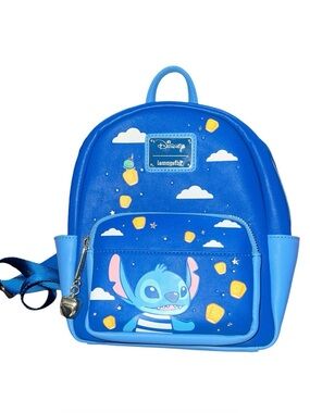 Loungefly Blue Stitch Mini Backpack with Cloud & Star Accents